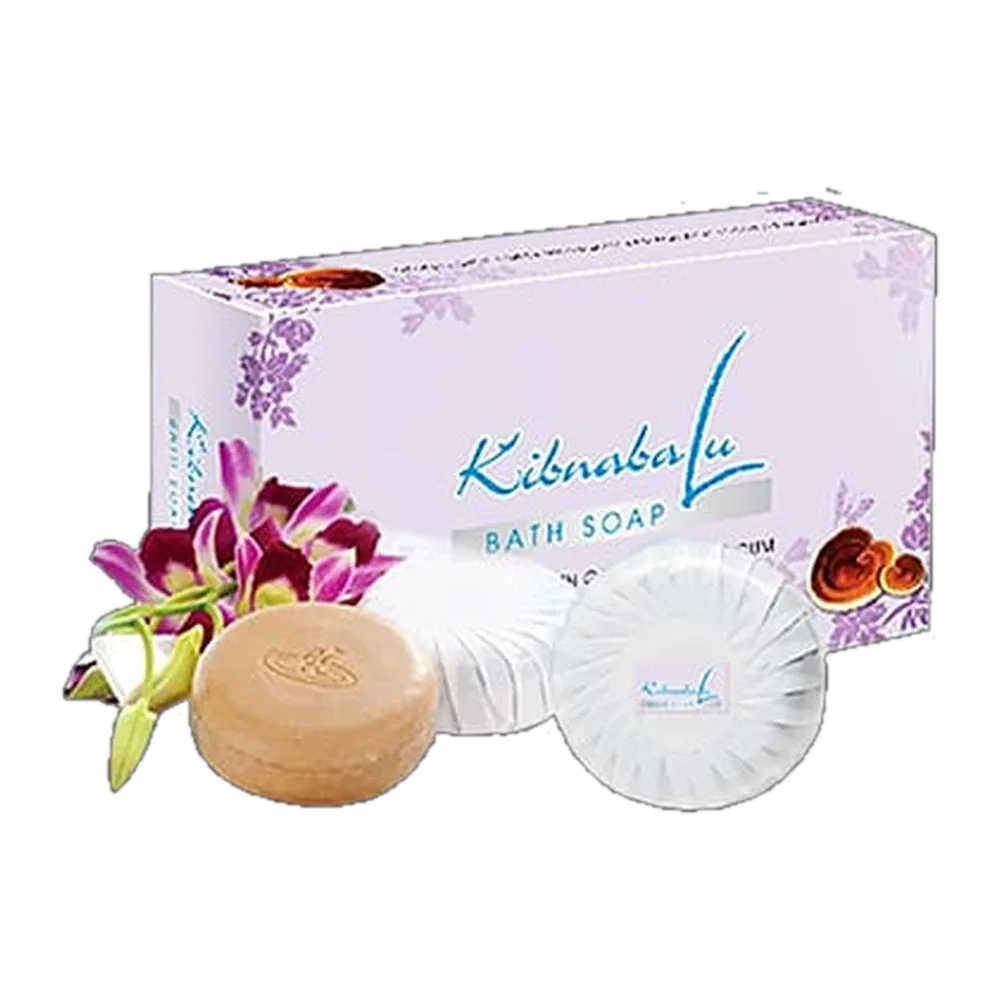 Cutia Kibnabalu Bath Soap, cu cele două calupuri de săpun